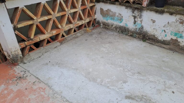 moho y grietas en final de pared y comienzo de azotea